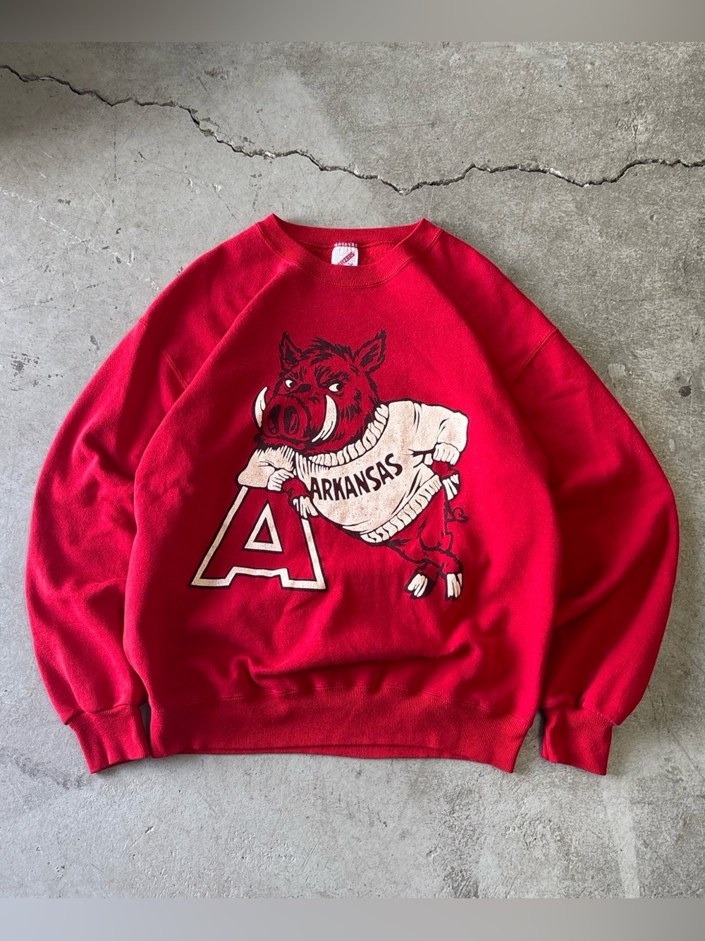 Jerzees Red Arkansas Razorback Graphic Crewneck Sweatshirt